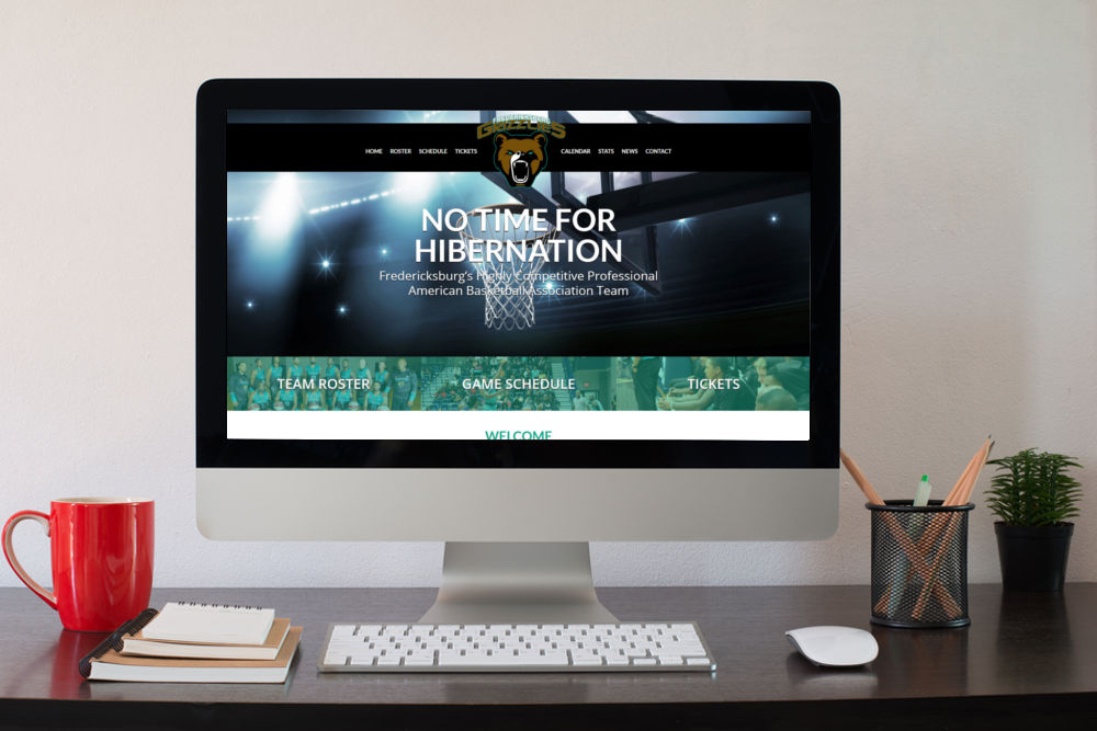 Fredericksburg Grizzlies Fredericksburg Grizzlies website homepage mock screen