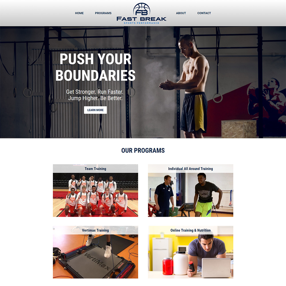 Fast Break Sports Performance website screenshot