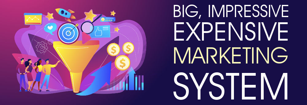 visualization graphic of a big, impressive, expensive, extensive marketing system