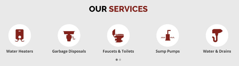 website showing multiple core services with icons
