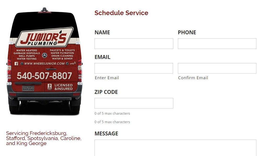 contact form of website