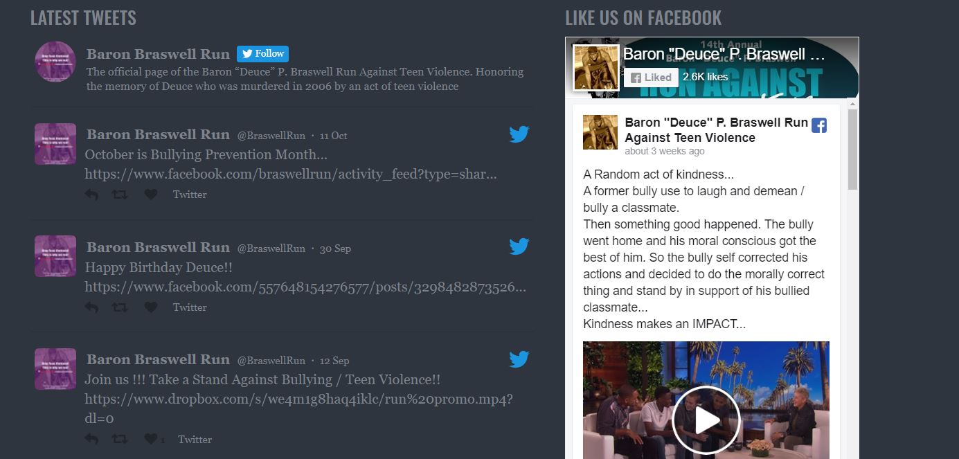 facebook and twitter feed on website