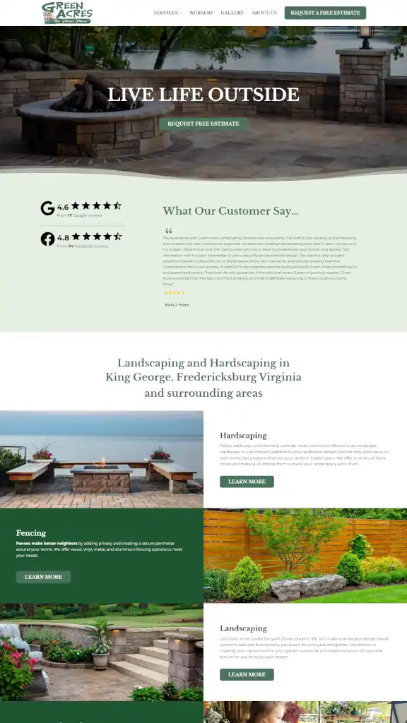 Small Landscaping and Hardscaping company website design