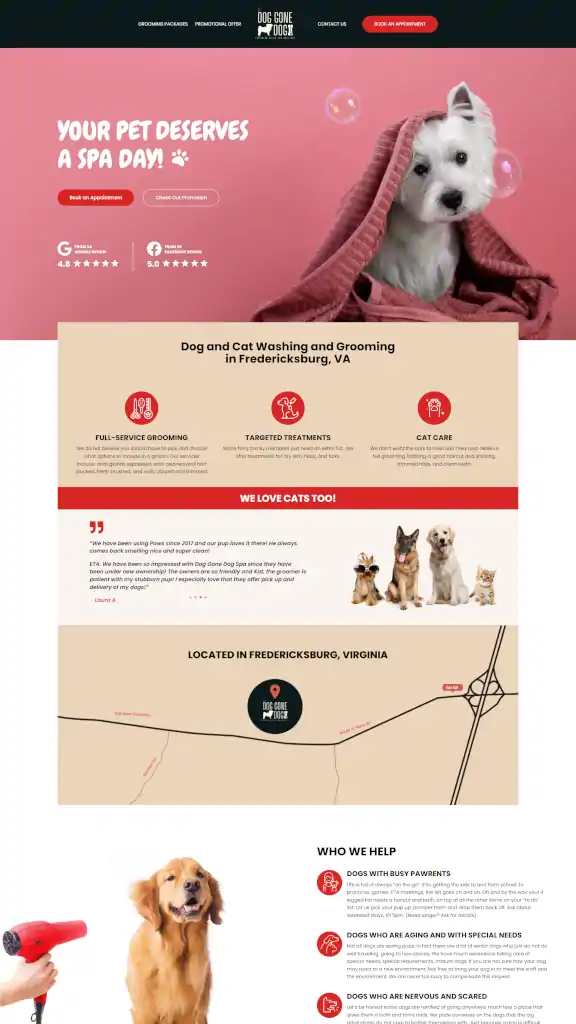small mobile dog spa business website design